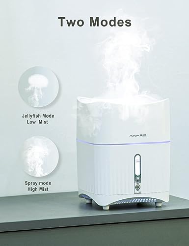 Ankrs Essential Oil Diffusers, 500Ml Jellyfish Mist Ring Aromatherapy Oil Diffuser With 7 Colors Led Lights & 2 Spray Modes, Waterless Auto-Off Cool Mist Humidifiers For Bedroom Large Room Home Office #TOP2