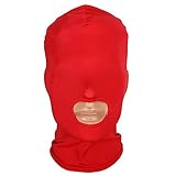 [ブラックオーメン] 全頭マスク コスプレ小物 コスチューム 目隠し 口開き フェイスマスク 男性 女性 ユニセックス（赤色（レッド）、穴１個） br451-1-rd