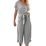 【Diseño】Este pantalón para mujer, suelto, suave, ajuste casual de gran tamaño, bolsillo. Mono de mujer moderno y minimalista. Diseño holgado, talla grande, puede combinar mejor con otras prendas.