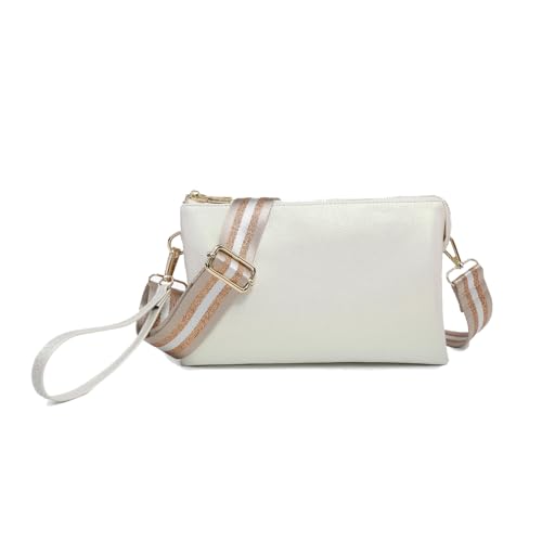 Image of JEN & CO. Izzy Vegan Leather Crossbody Bags Clutch Purses Wristlet Wallet Shoulder Handbag with Guitar Strap for Women