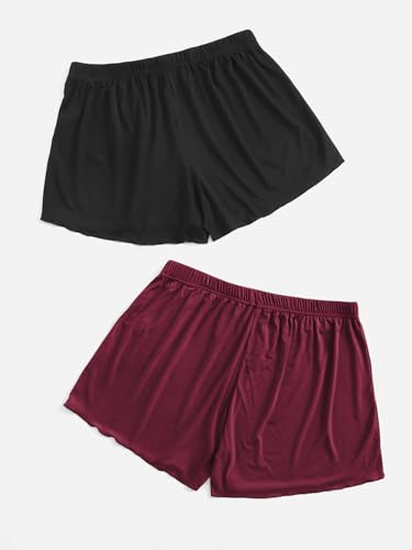 Image of Floerns Women's Plus Size Solid Pajama Shorts 2 Pack Soft Lounge Sleep Shorts