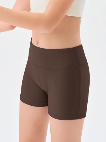 Image of Haloumoning Girls Athletic Shorts Kids High Waisted Yoga Dance Biker Shorts Comfy Gymnastics Shorts 5-14Y