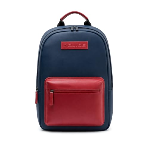 Image of Police Stylish Dual-Tone Laptop Backpack for Men & Women | Cushioned Laptop Sleeve | Large Storage Capacity | Front Organizer Pocket | Perfect for Office, College, Travel & Daily Use I Navy /Red