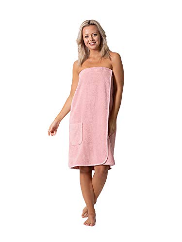 Womens Terry Cloth Spa and Bath Towel Wrap with Adjustable Closure & Elastic Top (Powder, XX-Large)
