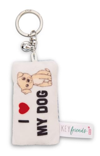 NICI Schlüsselanhänger Mini Plüschkissen I Herz My Dog 8cm mit Glöckchen