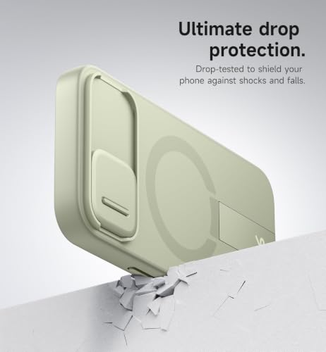 Image of SURITCH for iPhone 16e Case with Magnetic Camera Slide Cover and Adjustable Kickstand, Compatible with MagSafe, Shockproof Bumper Case Slim Protective Cover 6.1 Inch,Green