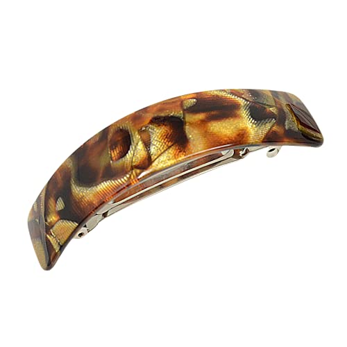 Barrette à cheveux courbée French Amie en celluloïd ambre fait main de 9 cms