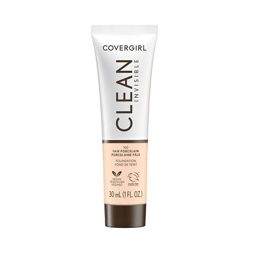 COVERGIRL Clean Invisible Foundation Makeup, Dewy & Glowy Natural Finish, Buildable Coverage...