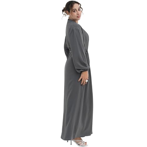 Image of Women's Muslim Dress Two Pieces Set Islamic Prayer Abaya Modest Solid Color Muslim Outfits