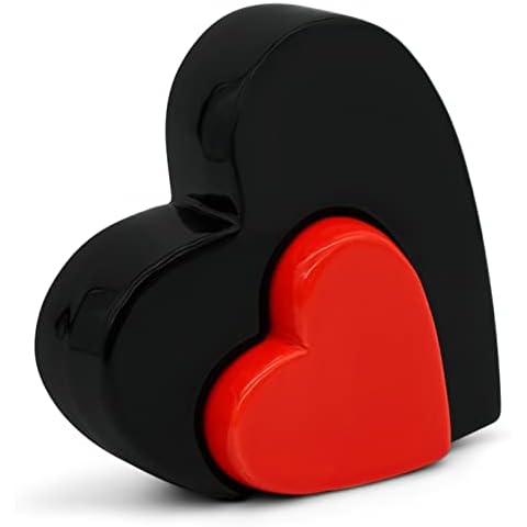 FeinKnick Stilvolle Doppel-Herzen zur Dekoration - modernes Deko Herz aus Keramik 13 cm groß in Schwarz & Rot als Set Cover