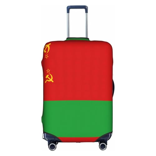 Flag Of Belarus Print Travel Elastic Suitcase Luggage Baggage Cover Protector, Washable And Anti-Scratch