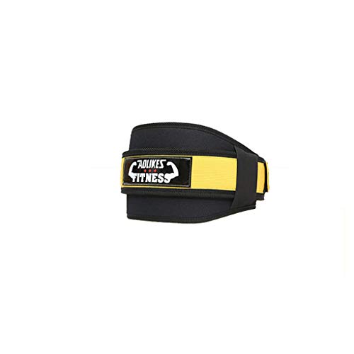 CapsA Back Braces Lumbar Support Belt Adjustable Compression Weightlifting Squat Training Lumbar Support Band Sport Powerlifting Belt for Gym Posture Lifting Work Pain Relief (Yellow, L)