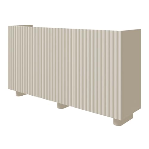Selsey Commode Fiorra 84×144×38,8 cm - Buffet Rangement - Meuble Bas Salle à Manger Gris-Beige - Design Moderne avec Ouverture Push-to-Open - 3...