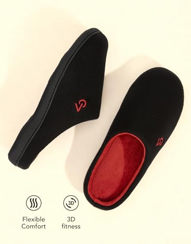 Image of VeraCosy Men's Two-Tone Memory Foam House Slippers Indoor Outdoor Durable Rubber Sole