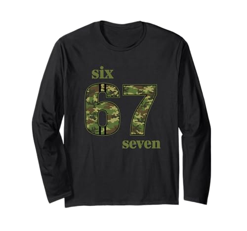 67 Meme Funny Camouflage Six Seven Gen Alpha Slang Manche Longue