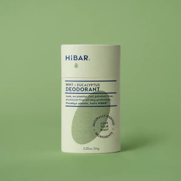 HiBAR - Eucalyptus & Mint Plastic Free Deodorant - Natural Deodorant - All-Day Protection - With Sunflower Seed Wax, Rice Bran & Shea Butter - Plastic, Paraben & Aluminum-Free - Vegan - 3 Pack