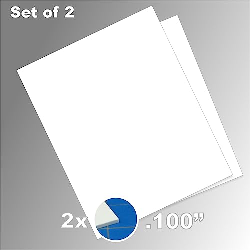 Image of LITKO Plasticard Styrene Sheets | .100 inch Modeling Plastic | White | 2 Pack | Two 8x10-inch polystyrene sheets | Thick & rigid - for structural scratch builds | For terrain, bases & displays
