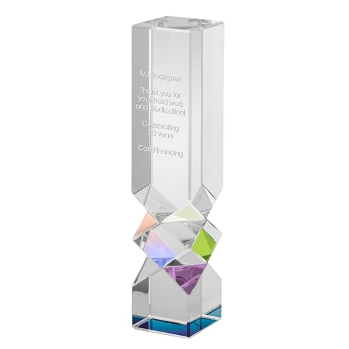 Things Remembered Engraved Diamond Cut Crystal Pillar Recognition Award (Free Customization)