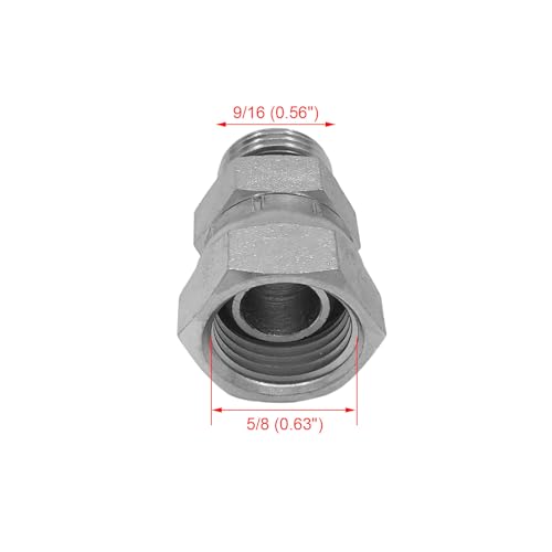 Image of (2-PACK) 6900-06-06-O Hydraulic Adapter Fitting 3 /8 inch Male O-Ring Boss (9 /16 inch-18UNF)x3 /8 inch NPSM Female Pipe Swivel (3 /8 inch-18NPSM) Straight Joints Carbon Steel