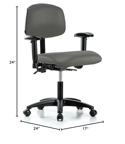 Image of Perch Multi-Task Office Chair with Adjustable Armrests | Desk Height 17-22 inch | Charcoal Vinyl