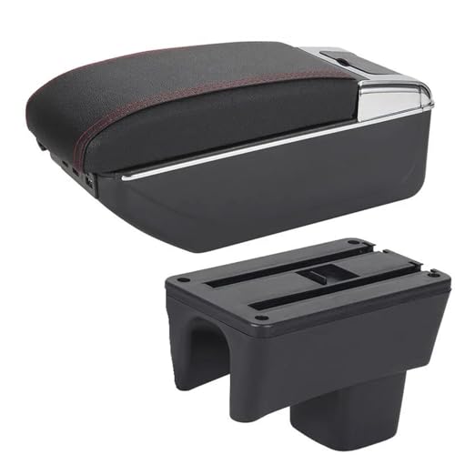 車用アームレスト内装収納ボックス 改造パーツに適合するスズキに適合するスイフト用 2005 2006 2007 2008 2009 2010 2011 2012 2013-2023 箱(A1 Black red)