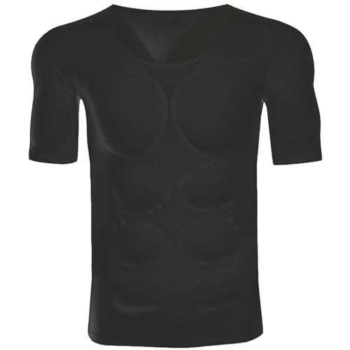 Men Shaper False Muscle Chest T-Shirt, Abdominal Muscles Padded Underwear, for Weddings Parties Daily Wear