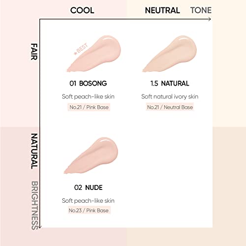 Amuse Meta Fixing Vegan Cushion 02 Nude Foundation Compact Sheer Natural To High Coverage Flawless 24-Hour Lasting Look With Collagen Spf 45 Pa++ #TOP2