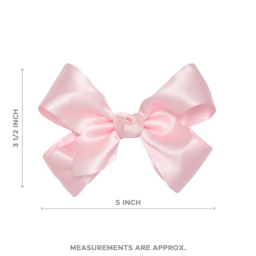 Moños de raso para niñas con nudo en el centro en pinza, color rosa claro miniatura 3