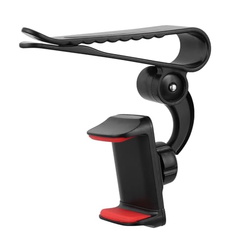 HOMSFOU 1Pc Car Phone Rack Sun Visor Phone Holder for Dashboard Rearview Mirror Rotation Compatible with Smartphones Safe Driving Accessory