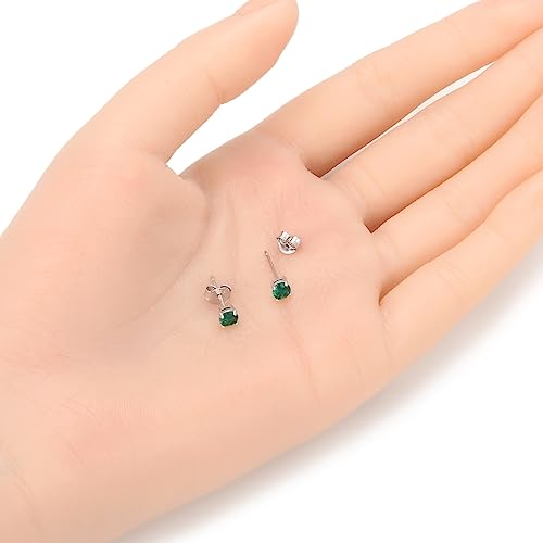 1 Pair Adabele Authentic Sterling Silver Birthstone Stud Earrings 4mm/0.25 Carat Tiny Cubic Zirconia Imitation Diamond Gemstone Hypoallergenic Nickel Free Tarnish Resistant Women Men Jewelry4