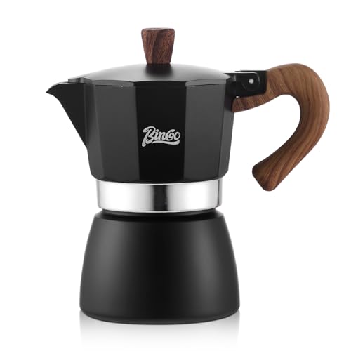 Image of Espresso Maker Stovetop,Camping Moka Pot 2 Cup /120ML,Stove Top Espresso Italian Coffee Maker,Easy to Use (Black)