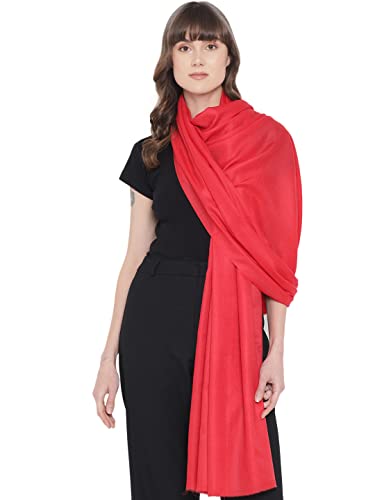 Pashtush Chal de lana fina para mujer, extra suave, cálido, peso ligero, Rojo, Free Size