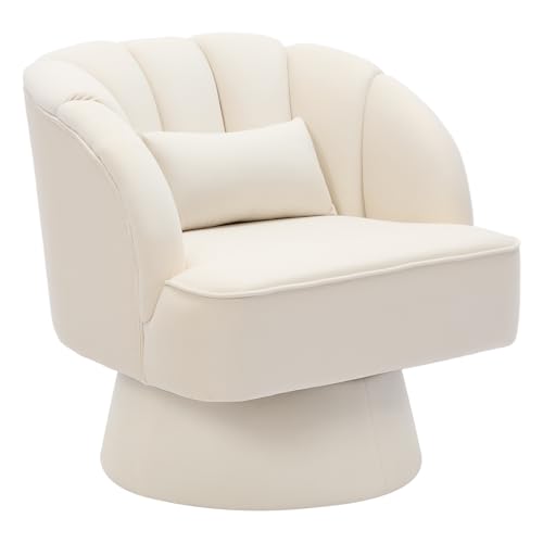Sillón giratorio con 360 grados, moderno sillón tapizado con cojín suave, sillón con reposabrazos, adecuado para salón, dormitorio, oficina en casa, perfecto para esquinas de lectura o zonas de
