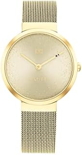 Tommy Hilfiger Analog Quarzuhr für Damen mit Gelbgoldfarbenes Edelstahl-Mesh-Gliederarmband - 1782487