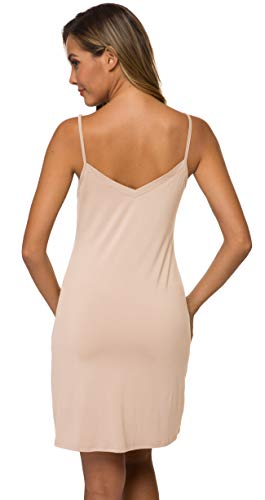 Image of AUHEGN Women's Basic Adjustable Spaghetti Strap Cami Slip Mini Dress