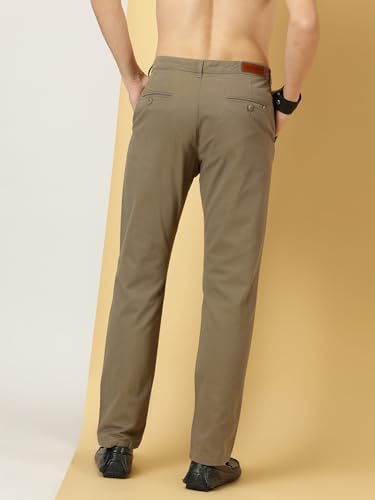 Image of Thomas Scott Men's | Solid | Light Weight | Breathable Fabric | 4 Pockets | Mid Rise | Slim Fit | 100% Cotton | Button Waist | Chino Trouser | Pants