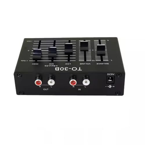 Ecualizador de Audio Estéreo con Controles de Graves, Medios y Agudos, Balance y Volumen, Entradas/Salidas RCA para Sistema de Cine en Casa, Tornamesa, Amplificador y Audio para Auto miniatura 4