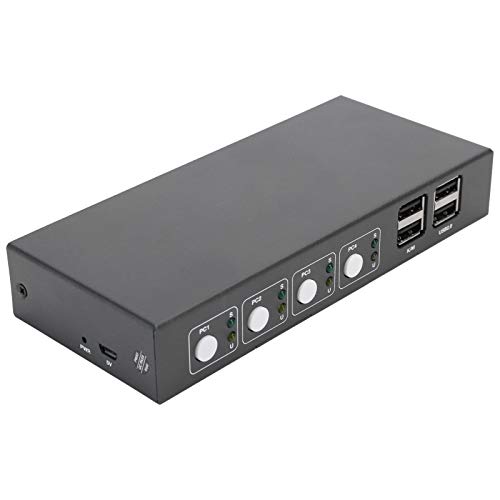 KVM Switch 4 Input 1 Output 4 Poorten VGA Iron Shell USB2.0 Computer Host Accessoire, KVM Switcher Ondersteuning Voor… - Image 3