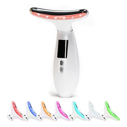 Soutuugurs Facial Beauty Massager Device，3 Mode Multifunctional 7 Color Electric Face & Neck Beauty Massager Tool, Portable Face Sculpting Wand
