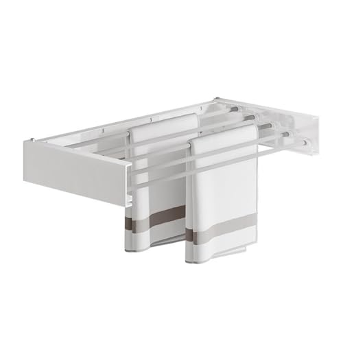 Séchoir à linge mural en acier au carbone et aluminium - Étendoir mural simple - Pliable - Pour l'intérieur et l'extérieur - Extensible - Pour balcon - Blanc - Sans crochet