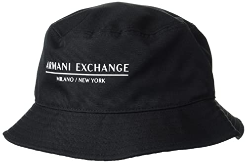 Armani Exchange Milano/New York Logo Bucket Hat Bob, Noir, Taille Unique Homme