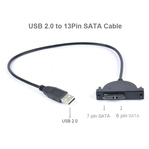 Cable convertidor USB 2.0 a Mini SATA 7+6 13Pin para disco duro miniatura 2