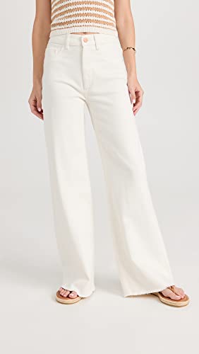 DL1961 Women's Hepburn Wide Leg High Rise Jeans, Eggshell, Off White, 252