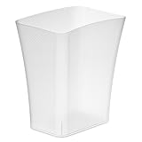 Clorox Textura Slim Trash Can - 3.1 Gallon Small Waste Basket for Narrow Spaces - Skinny Plastic Garbage Bin for Bathroom, Bedroom, or Office, Clear Frost