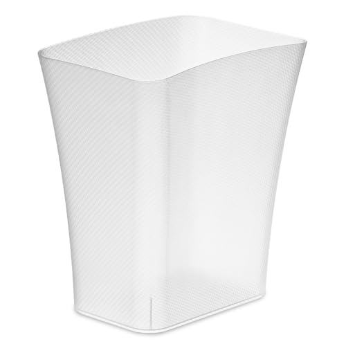 CLOROX Textura Slim Trash Can - 3.1 Gallon Small Waste Basket for Narrow Spaces - Skinny Plastic Garbage Bin for Bathroom, Bedroom, or Office, Clear Frost