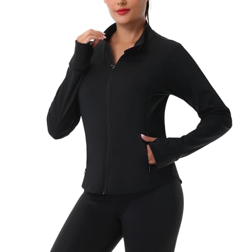 ANIVIVO Women's Zip Up Workout Jackets Athletic Running Jackets Slim Fit Lightweight Yoga Jacket with Pockets