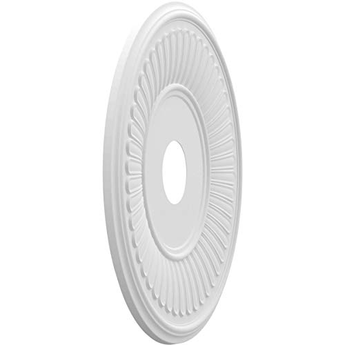 Image of Ekena Millwork CMP19BE Berkshire Thermoformed PVC Ceiling Medallion (Fits Canopies up to 8 3 /8 inch), 19 inchOD x 3 1 /2 inchID x 1 inchP