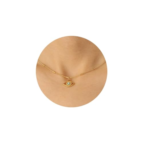 Collier avec pendentif mauvais œil femme plaqué or 18k, bijou protection