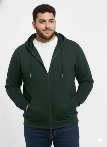 Image of UNSTD Men Solid Maroon Zip-Up Hoodie | Full Sleeve Hooded Sweatshirt with Kangaroo Pockets | Casual Winter Wear for Men