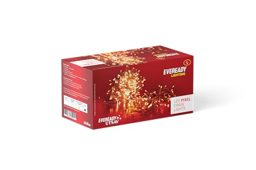 Image of EVEREADY UTSAV, 33 FEET LED Pixel Lights, 46 LEDs, BIS Approved, High Brightness Home Decoration Ladi String Lights for Ganpati, Diwali, Christmas, Festivals, Warm White, Pack of 1